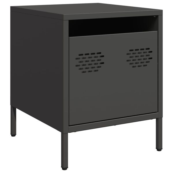 vidaXL Mesa de cabeceira 35x39x43,5 cm aço preto