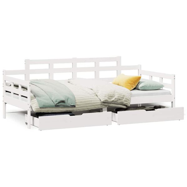 vidaXL Sof&aacute;-cama com gavetas 80x200 cm madeira de pinho maci&ccedil;a