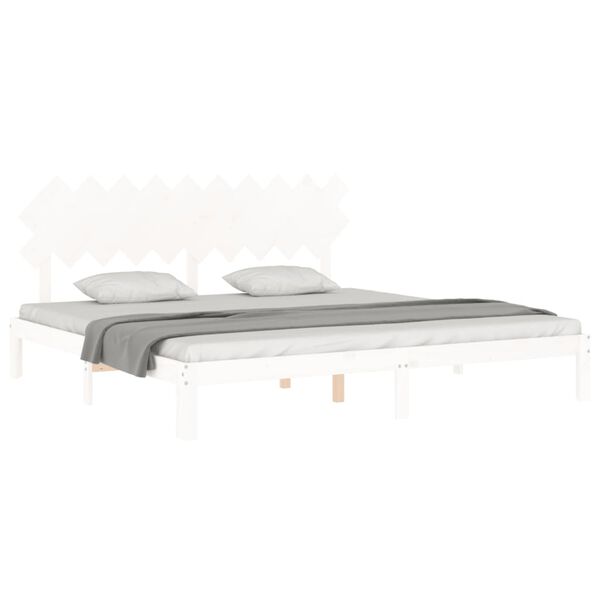 vidaXL Cama sem colch&atilde;o 200x200 cm madeira de pinho maci&ccedil;a branco