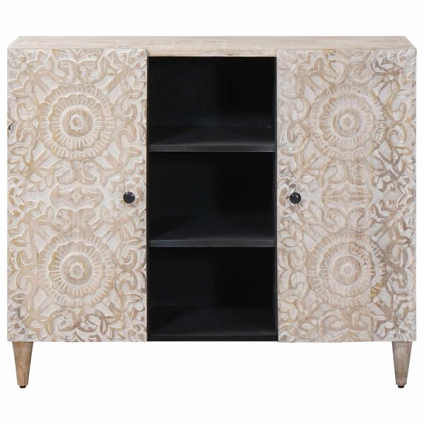 vidaXL Buffet Branco 90 x 33,5 x 75 cm Madeira de manga maci&ccedil;a