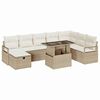 vidaXL Conjunto de Sof&aacute; de Jardim 9 unid. Bege vime PE
