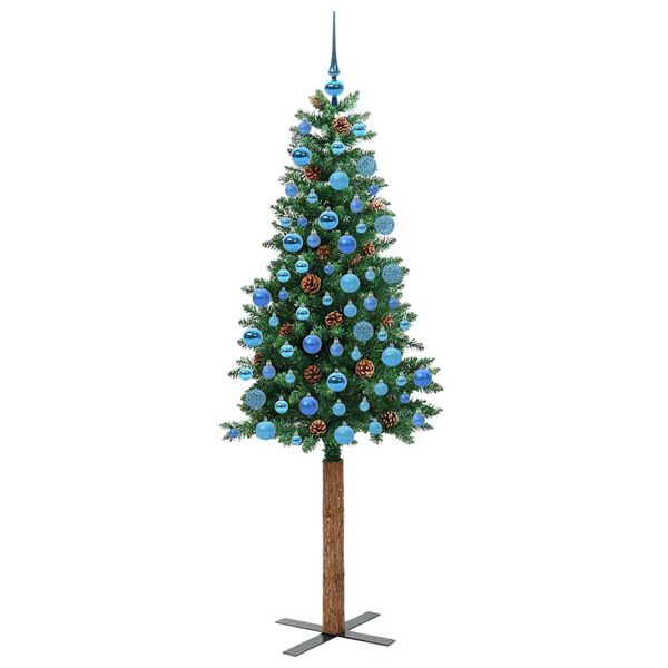 vidaXL Árvore de Natal Slim com 300 LEDs com suporte Verde 180 cm