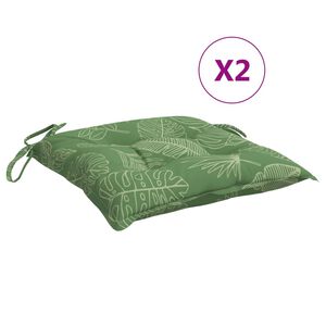 vidaXL Almofad&otilde;es p/ cadeira 2 pcs 40x40x7 cm tecido padr&atilde;o folhas