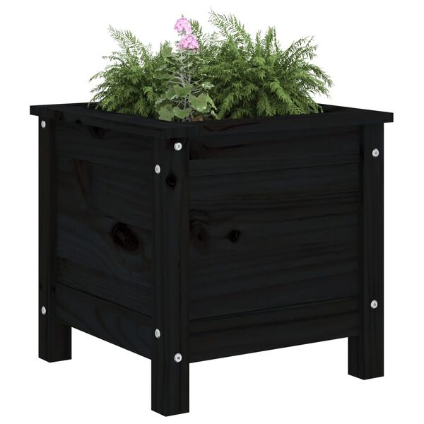 vidaXL Vaso/floreira de jardim 40x40x39 cm pinho maciço preto