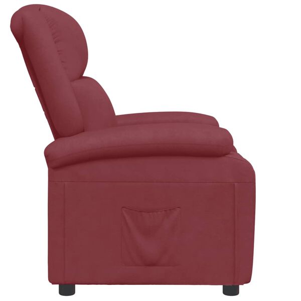 vidaXL Poltrona reclinável couro artificial vermelho tinto