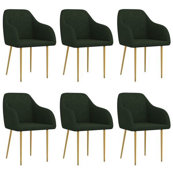 vidaXL Cadeiras de jantar 6 pcs veludo verde-escuro
