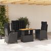vidaXL 4 pcs conjunto de jardim p/ jardim c/ almofad&otilde;es vime PE preto