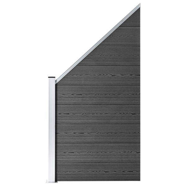 vidaXL Conjunto de painel de vedação WPC 1657x(105-186) cm preto