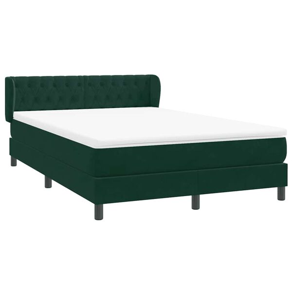vidaXL Cama com molas/colch&atilde;o 160x220 cm veludo verde-escuro