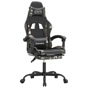 vidaXL Cadeira gaming c/ apoio p&eacute;s couro artificial preto e camuflado