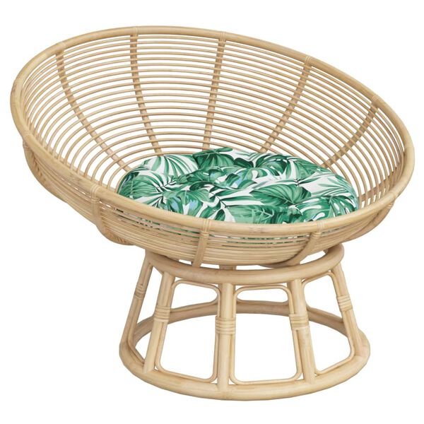 vidaXL Almofad&atilde;o redondo &Oslash; 60 x11 cm tecido oxford padr&atilde;o folhas