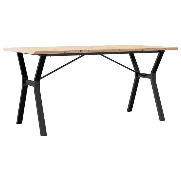 vidaXL Mesa de jantar estrutura em Y 140x80x75,5cm pinho/a&ccedil;o