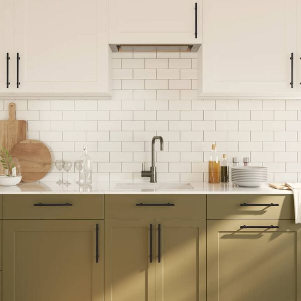 vidaXL Puxadores para móveis 10 pcs 160 mm aço inoxidável preto