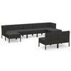 vidaXL 9 pcs conjunto lounge de jardim c/ almofad&otilde;es vime PE preto