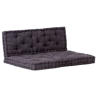 vidaXL Almofadões para sofá de paletes 2 pcs algodão preto