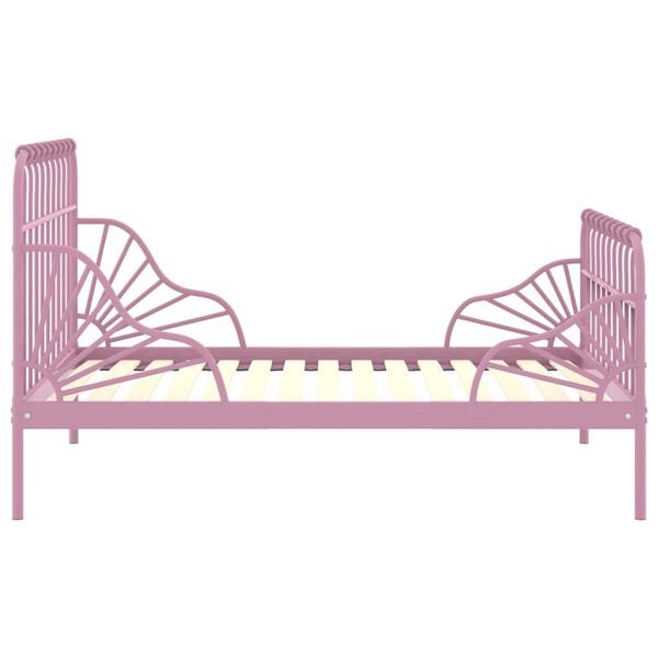 vidaXL Estrutura de cama extensível em metal rosa 80x130/200 cm