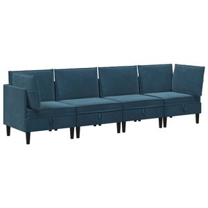 vidaXL Conjunto de M&oacute;veis para Sala de Estar 4 unid. Azul Veludo