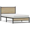vidaXL Estrutura de cama sem colch&atilde;o 100x190 cm metal carvalho sonoma
