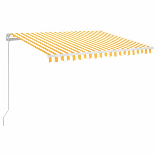 vidaXL Toldo retr&aacute;til manual com LED 350x250 cm amarelo e branco
