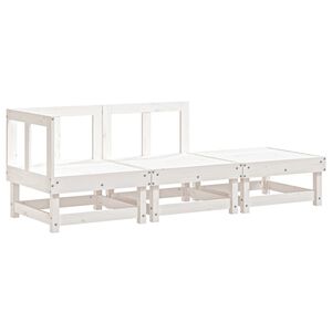 vidaXL 3 pcs conjunto lounge de jardim madeira de pinho maci&ccedil;a branco