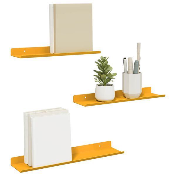 vidaXL Prateleira Flutuante 3 pcs Amarelo Mostarda 40 x 9 x 2,5 cm A&ccedil;o