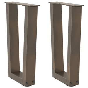 vidaXL P&eacute;s para mesa de centro em formato de V, 2 pe&ccedil;as, a&ccedil;o natural, 38 x (42-43,3) cm, a&ccedil;o