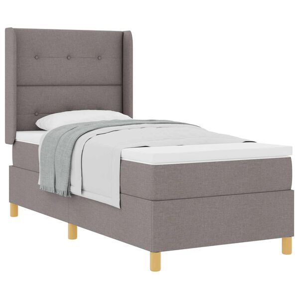 vidaXL Cama Box com colch&atilde;o Cinzento-acastanhado 90 x 200 cm tecido