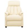vidaXL Poltrona de massagens elevat&oacute;ria couro artificial cor creme
