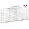 vidaXL Cestos gabi&atilde;o arqueados 7pcs 300x30x120/140cm ferro galvanizado