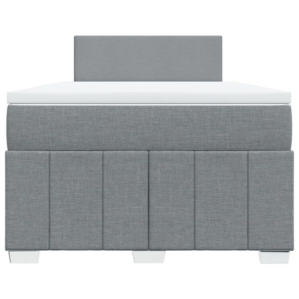 vidaXL Cama boxspring com colch&atilde;o 120x190 cm tecido cinzento-claro