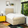 vidaXL Cama boxspring com colch&atilde;o 120x190 cm tecido cor creme