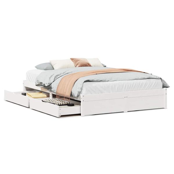 vidaXL Cama sem colch&atilde;o 120x190 cm madeira de pinho maci&ccedil;a branco