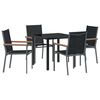 vidaXL Conjunto de Jantar para Jardim 5 unid. Preto
