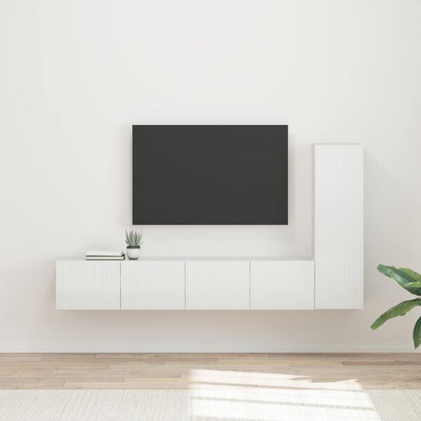 vidaXL Conjunto de m&oacute;vel de TV 3 pcs Branco Brilhante