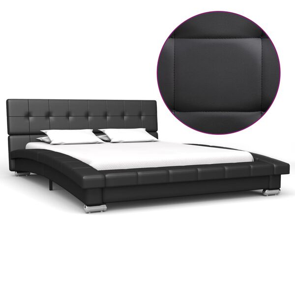 vidaXL Estrutura de cama 200x120 cm couro artificial preto