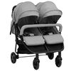vidaXL Carrinho de beb&eacute; para g&eacute;meos a&ccedil;o cinzento-claro e preto
