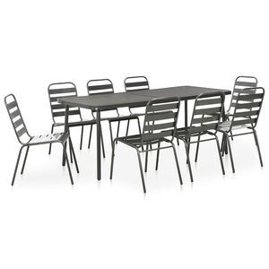 vidaXL 9 pcs conjunto de jantar jardim a&ccedil;o cinzento-escuro