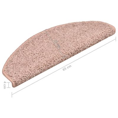 vidaXL Tapete/carpete para degraus 15 pcs 65x21x4 cm rosa claro