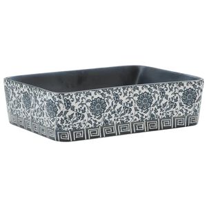vidaXL Lavat&oacute;rio bancada retangular 46x35,5x13 cm cer&acirc;mica preto/azul