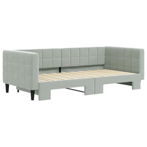vidaXL Sof&aacute;-cama com gavet&atilde;o 90x190 cm veludo cinzento-claro