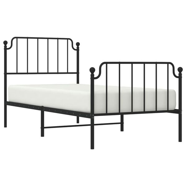 vidaXL Estrutura de cama com cabeceira e p&eacute;s 90x200 cm metal preto