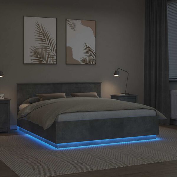 vidaXL Estrutura da Cama Cinzento 200 x 200 cm Madeira processada