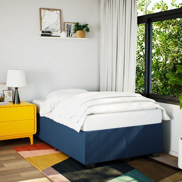 vidaXL Cama boxspring com colch&atilde;o 120x190 cm tecido azul