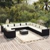 vidaXL 12 pcs conjunto lounge de jardim c/ almofad&otilde;es vime PE preto