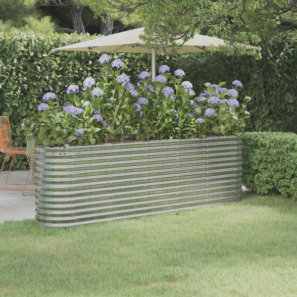 vidaXL Canteiro elevado jardim 224x40x68cm a&ccedil;o galvanizado prateado