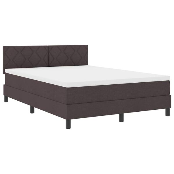 vidaXL Cama Box com colch&atilde;o Marrom Escuro 140 x 190 cm tecido