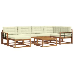 vidaXL Conjunto de Sof&aacute;s para Exterior 7 pcs Natural e Creme