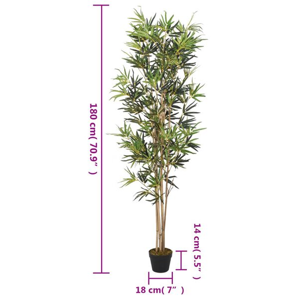 vidaXL Árvore de bambu artificial 1104 folhas 180 cm verde