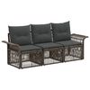 vidaXL Conjunto de Sof&aacute; de Jardim 3 unid. Cinzento vime PE