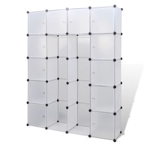 vidaXL Armário plástico modular 14 gavetas 37x146x180,5cm branco